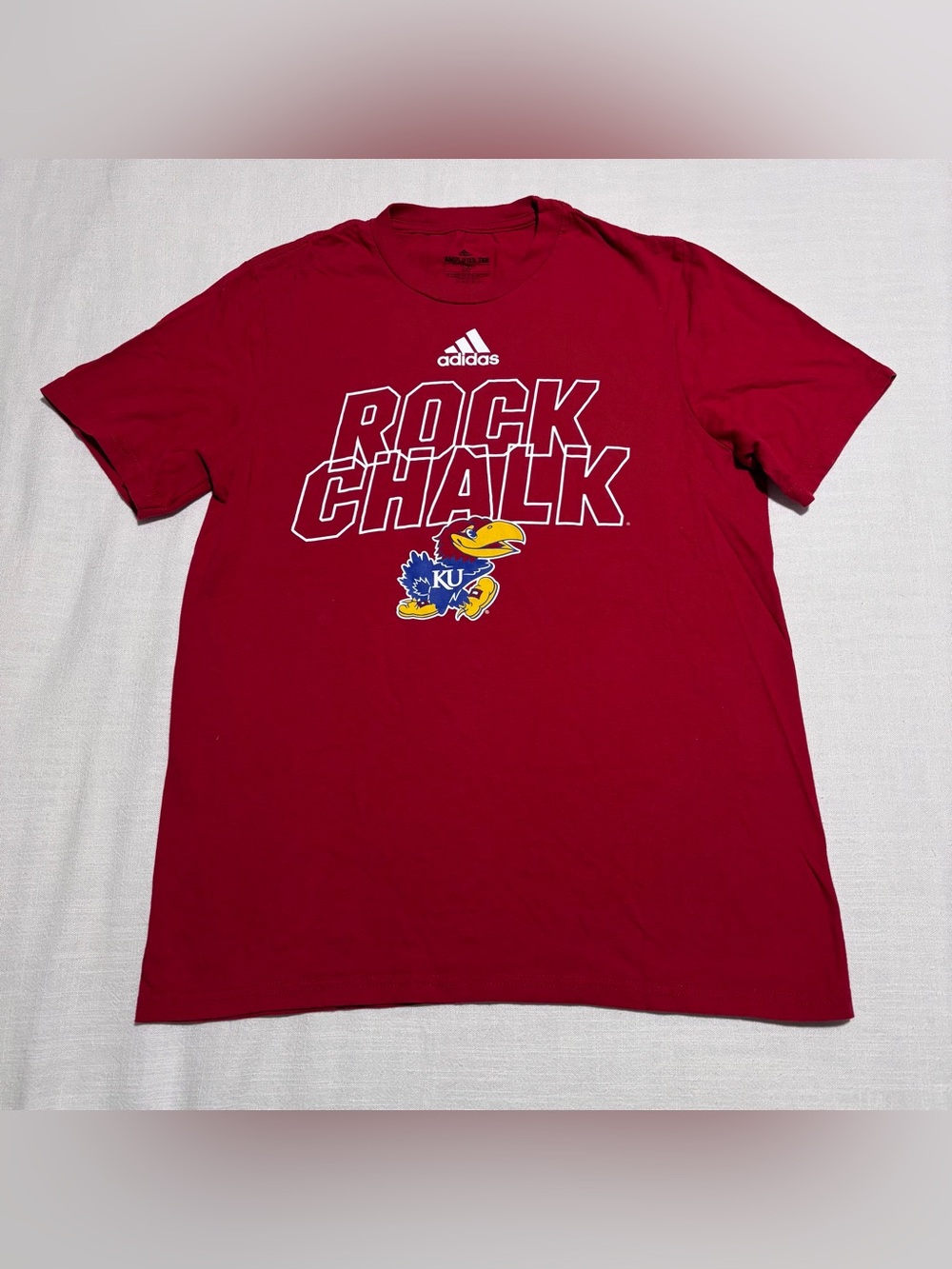 Men’s Adidas Kansas Jayhawks Rock Chalk Amplifier Tee | Red | Size Small